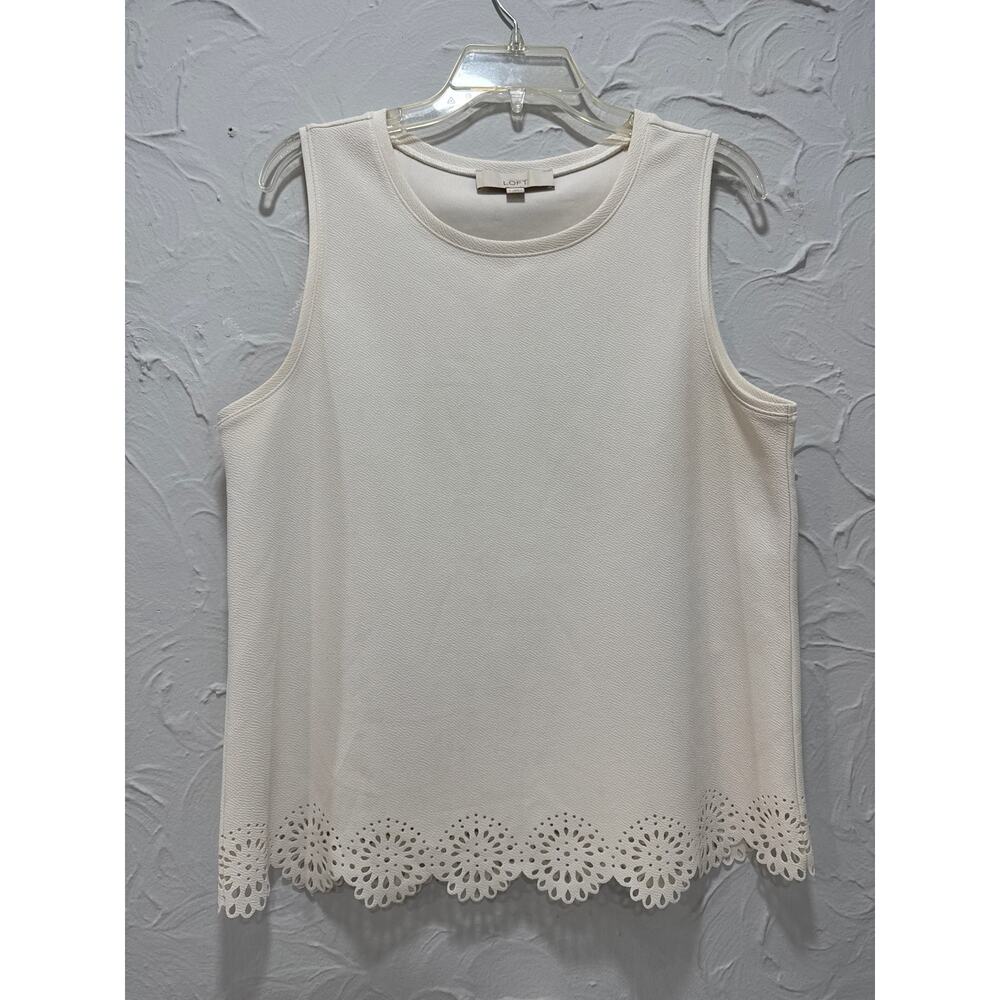 Ann Taylor Mixed Media Sleeveless Design Classic Blouse - Size: Large